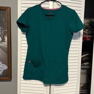 Hunter green heart soul scrub top